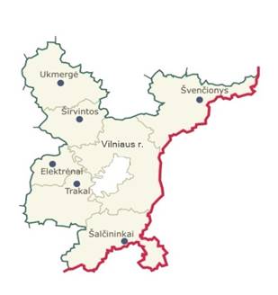 Vilniaus regiono funkcinės zonos žemėlapis